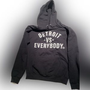 Unisex black hooded cotton pullover sweatshirt